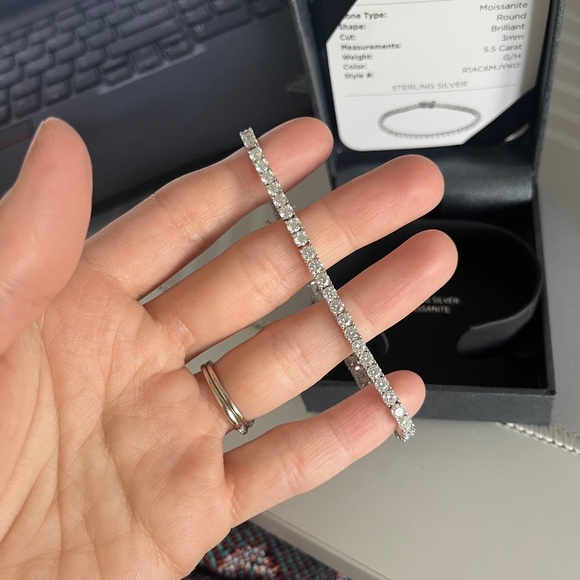 Sterling Silver Moissanite Bracelet - Picture 3 of 5